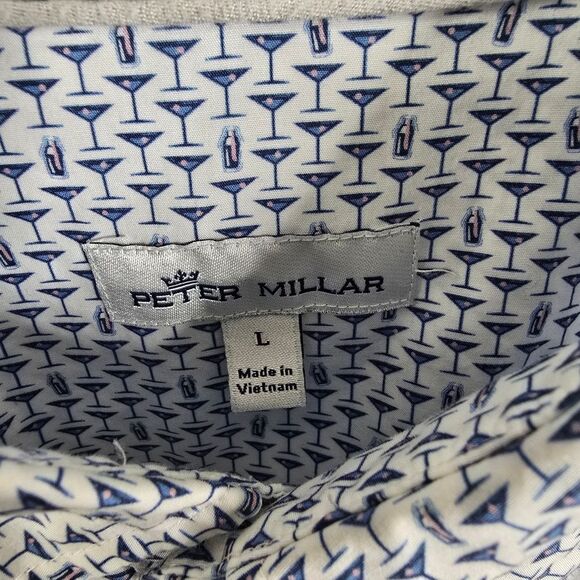 Peter Millar Martini Glass And Shaker Printed Short Sleeve Button Down Large - Picture 4 of 6
